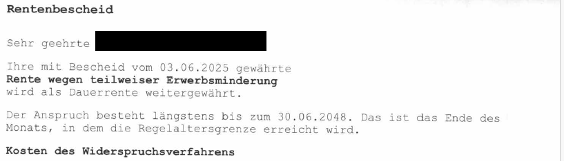 Rentenbescheid der DRV Bund: Unbefristete EM-Rente