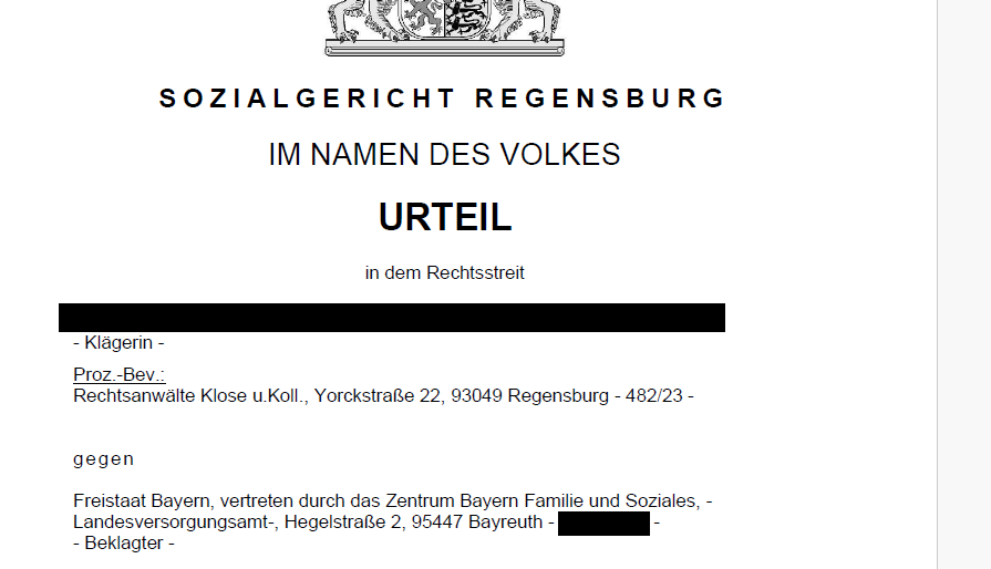 Urteil des SG Regensburg vom 23.6.26 (S 13 SB 106/24) - GdB 50