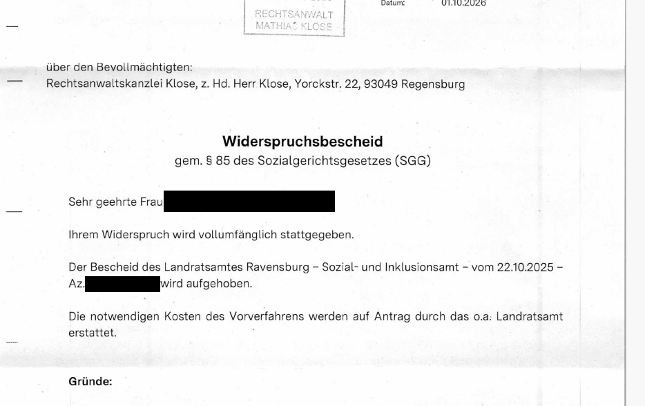 GdS zu Unrecht herabgesetzt - erfolgreicher Widerspruch im Bereich des SGB XIV