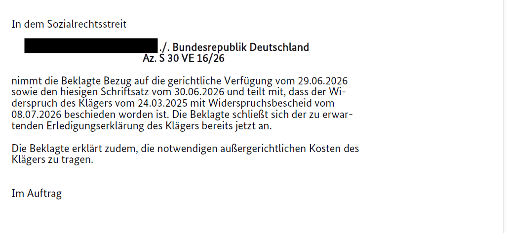 Untätigkeitsklage gegen BAPersBW mit Erfolg: Widerspruchsbescheid erlassen und Kostenerstattung für den Mandanten